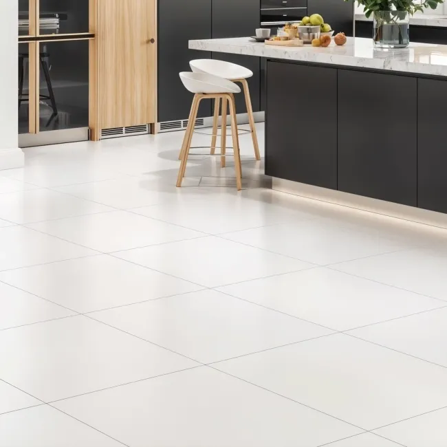 Flat White Matt Porcelain Tile 60x60cm