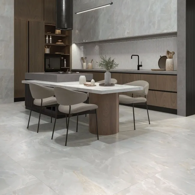 Fame Grey Onyx Marble Effect Large Satin Porcelain Tile 120x60cm