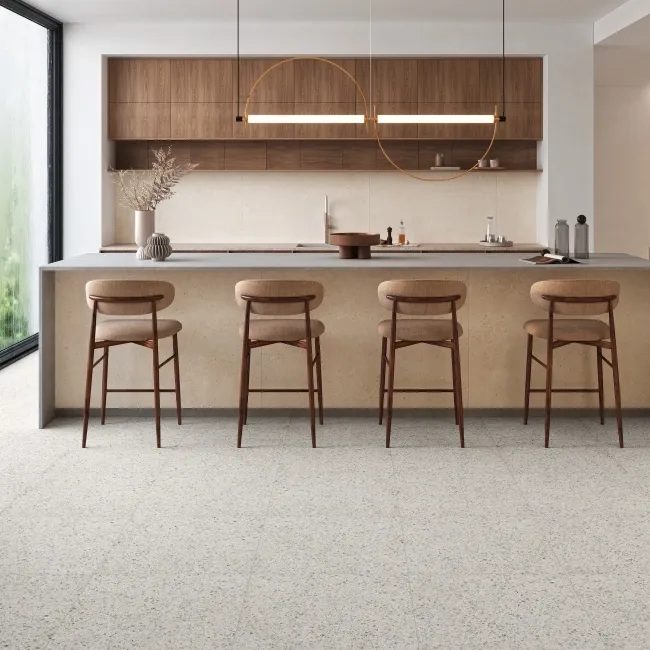 Nadine White Terrazzo Matt Porcelain Tile 60x60cm