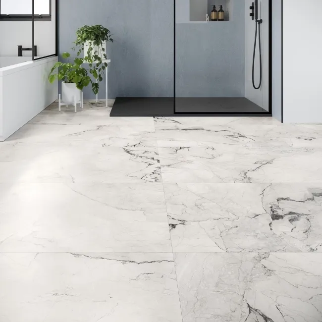 Camouflage White Marble Effect Italian Large Honed Porcelain Tile 120x60cm