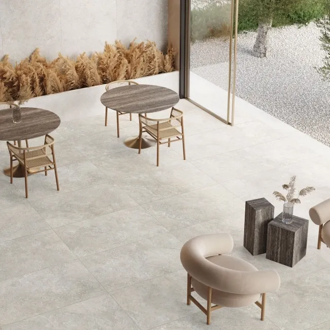 Linen Beige Travertine Effect Large Anti Slip Porcelain Tile 120x60cm