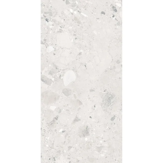 Ura White Terrazzo Effect Large Matt Porcelain Tile 120x60cm