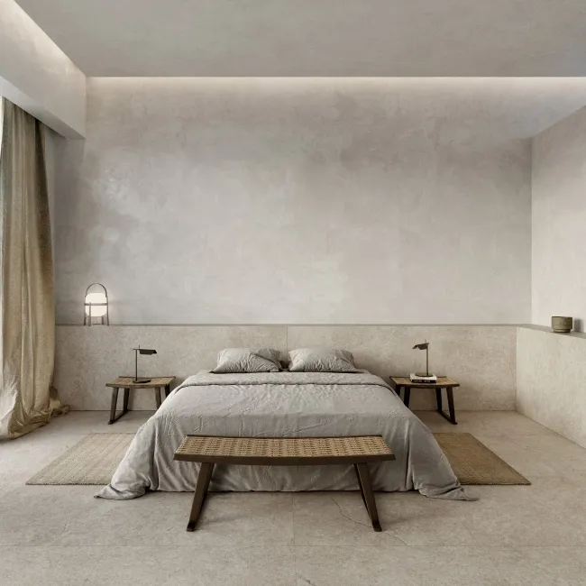 Alchemy Earth Grey Limestone Effect Structured Matt Porcelain Slab 275x100cm