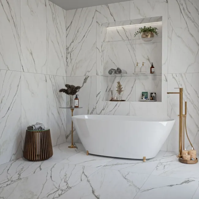 Macha Green Marble Effect Large Matt Porcelain Tile 120x60cm