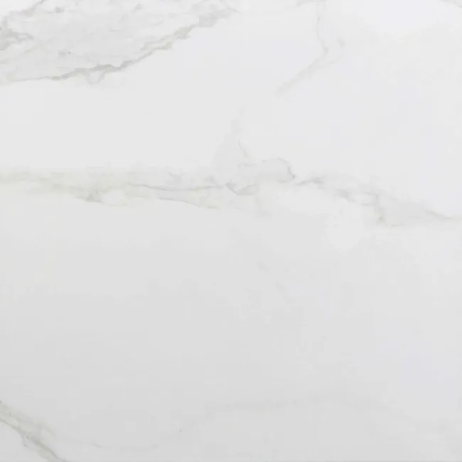 Carrara White Gloss Marble Effect Vitrified Ceramic Tile 60.4x60.4cm