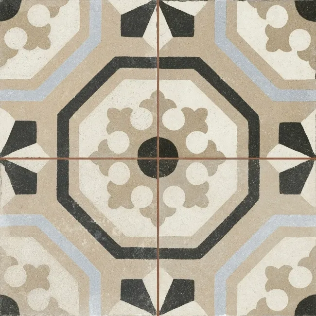 Osborne Grey Victorian Patterned Matt Ceramic Floor Tile 45x45cm