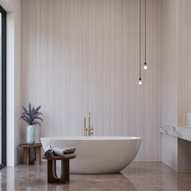 TrueTouch Grey Travertine Effect Composite Wall Panels