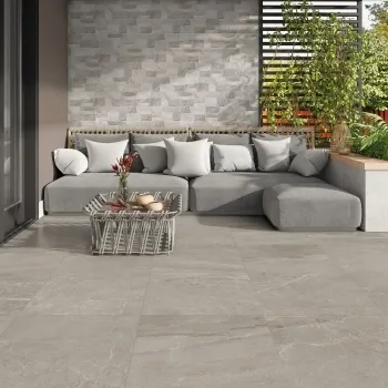 Tampa Grey Stone Effect Matt Porcelain Tile 60.4x60.4cm