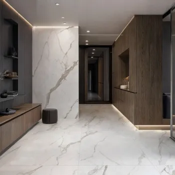 Lumier White Marble Effect Large Matt Porcelain Slab 275x100cm