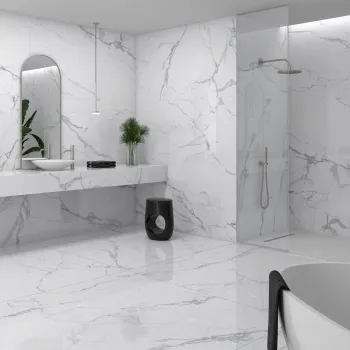 Zoey White Marble Effect XL Matt Porcelain Tile 160x160cm