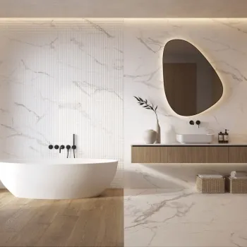 Lumier White Marble Effect Structured Matt Porcelain Tile 100x100cm