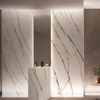 Macha Green Marble Effect Large Matt Porcelain Slab 275x100cm