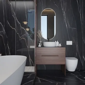 Sublime Black Marble Effect Large Matt Porcelain Slab 275x100cm