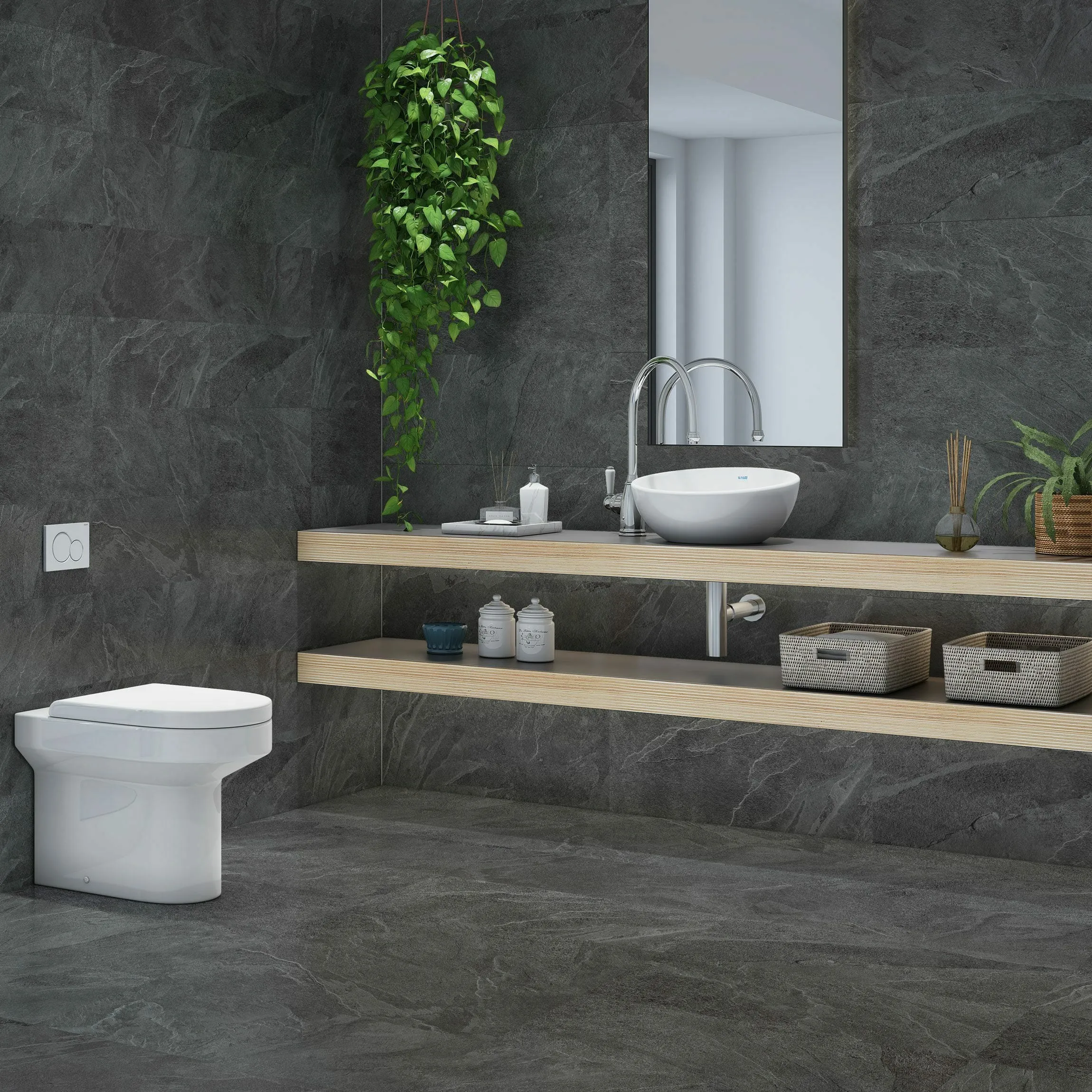 Colorado Anthracite Slate Effect Anti Slip Porcelain Tile 75x37cm