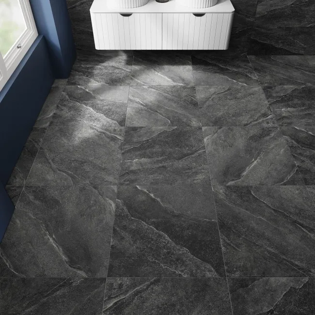 Alpen Graphite Slate Effect Porcelain Tile 60x60cm | Tile Mountain UAE