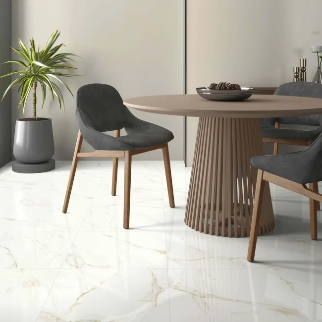 Carrara White Gold Gloss Marble Effect Ceramic 450x450 Floor Tile ...