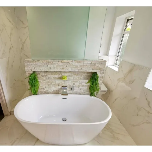 Carrara White Gold Gloss Marble Effect Vitrified Ceramic 605x605 Floor ...