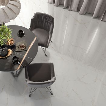 Carrara White Gold Gloss Marble Effect Ceramic 450x450 Floor Tile ...