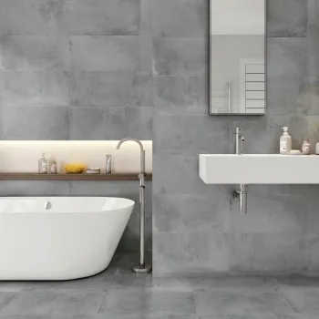 City Dark Grey Concrete Effect Matt Porcelain Tile 60x30cm
