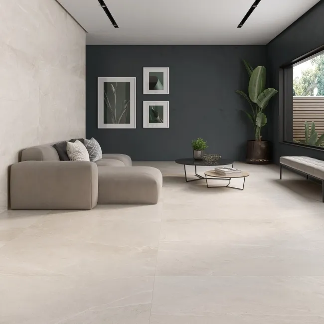 Tampa Ivory Stone Effect Anti Slip Porcelain Tile 120x60cm