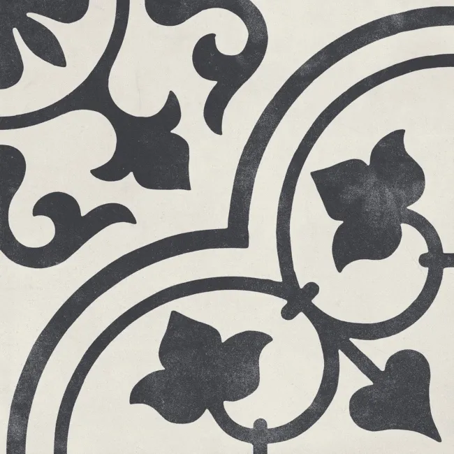 Cuban White Ornate Patterned Matt Porcelain Tile 22.3x22.3cm