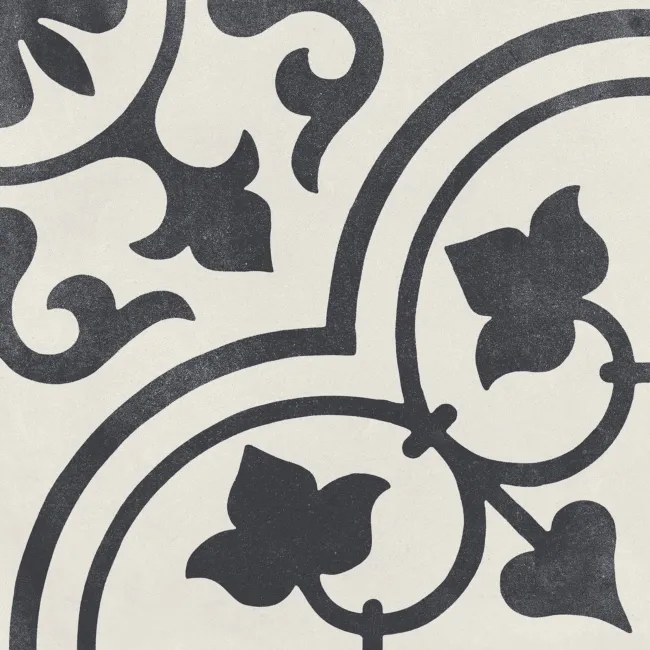 Cuban White Ornate Patterned Matt Porcelain Tile 22.3x22.3cm