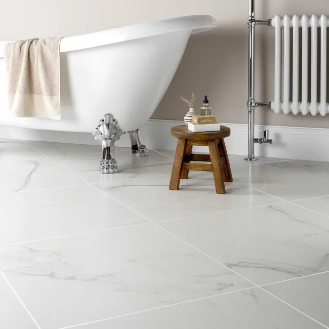 Carrara White Matt Marble Porcelain Tile 60.4x60.4cm