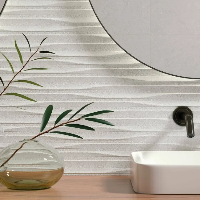 Cluny White Decor Stone Effect Matt Ceramic Wall Tile 100x33.3cm