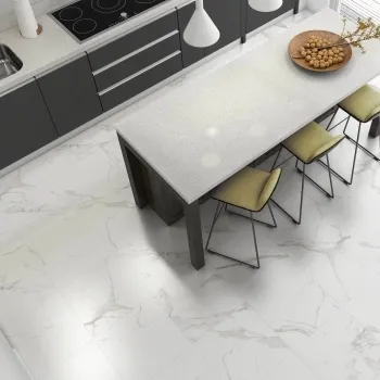 Carrara White Marble Effect Matt Ceramic Tile 45x45cm