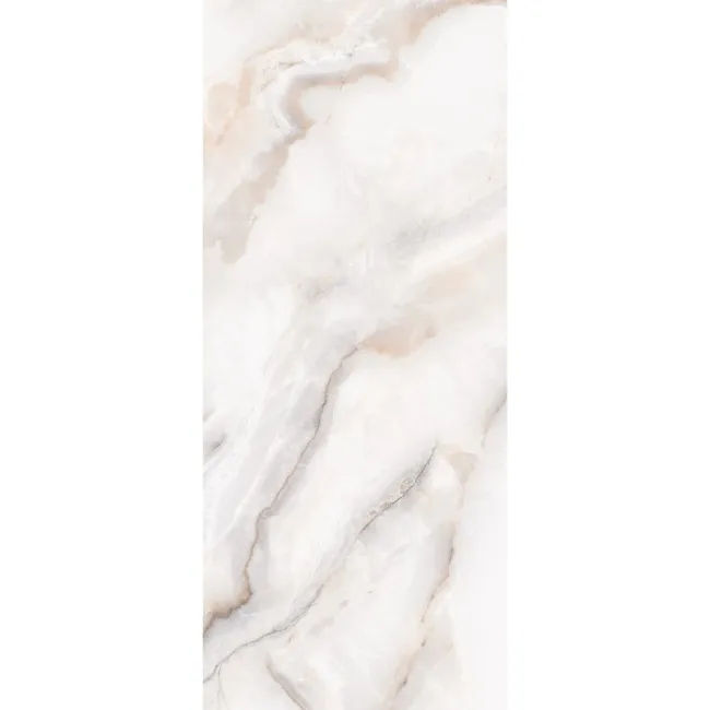 Daphne White Onyx Marble Effect Large Polished Porcelain Slab 280x120cm