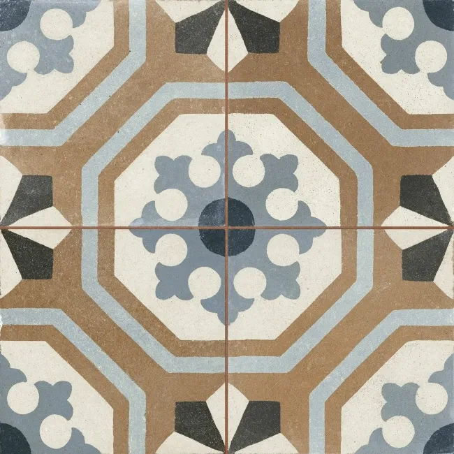 Osborne Blue Victorian Patterned Matt Ceramic Floor Tile 45x45cm