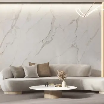 Lumier White Marble Effect Chevron Decor Large Porcelain Slab 275x100cm