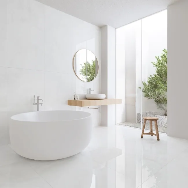 Prescious White Onyx Marble Effect Large Polished Porcelain Tile 120x60cm