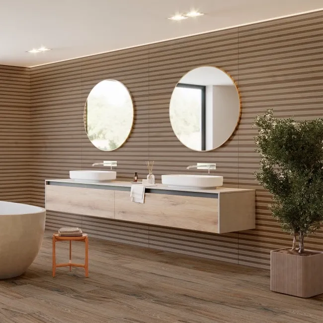 Dakaris Dark Oak Slatted Wood Effect Large Matt Porcelain Tile 120x60cm