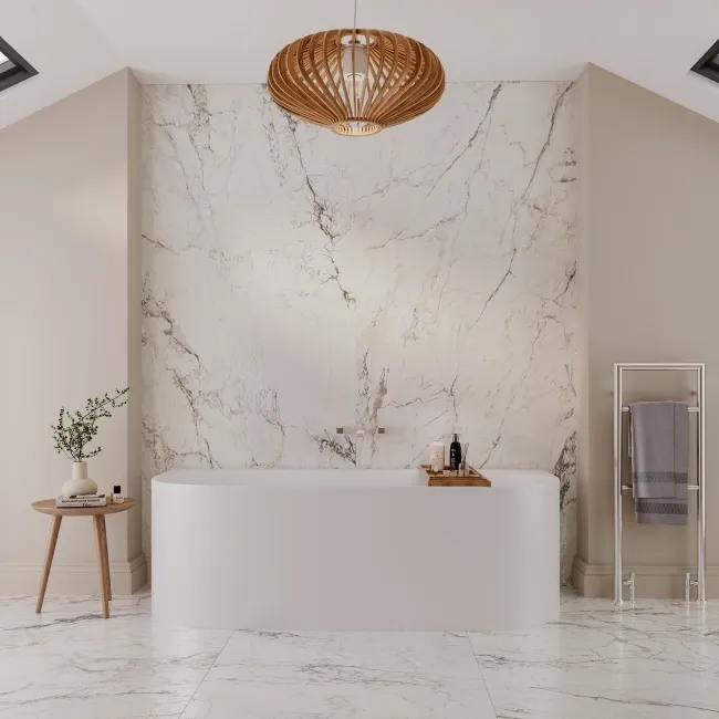 Paonazzetto White Marble Effect Italian Large Matt Porcelain Tile 120x120cm