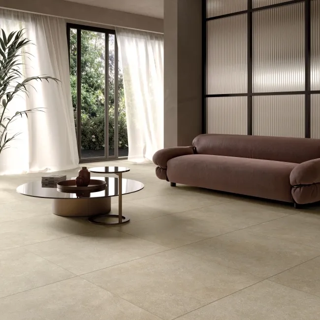 Blok Beige Limestone Effect Matt Italian Porcelain Large Tile 80x80cm