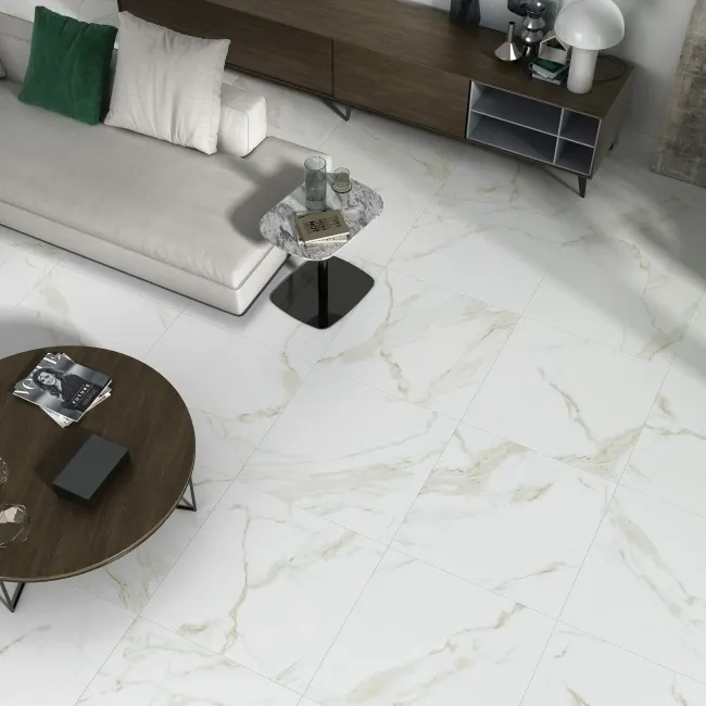 Carrara Gold Matt Marble Effect Porcelain Tile 60.5x60.5cm