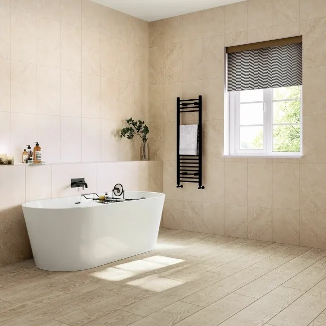Rapolano Cream Travertine Effect Matt Ceramic Wall Tile 55x33cm