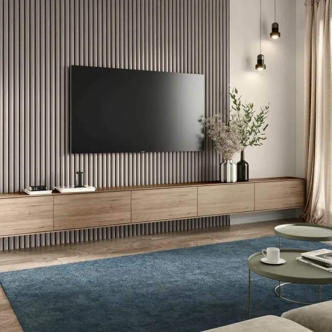 Trepanel Design® Silver on Dark Grey Felt Curve Acoustic Wall Panels
