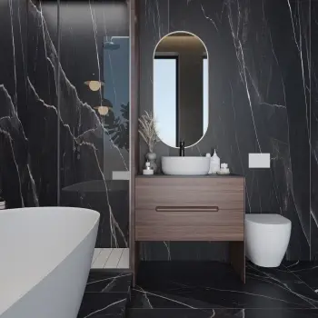 Sublime Black Marble Effect Large Matt Porcelain Slab 275x100cm