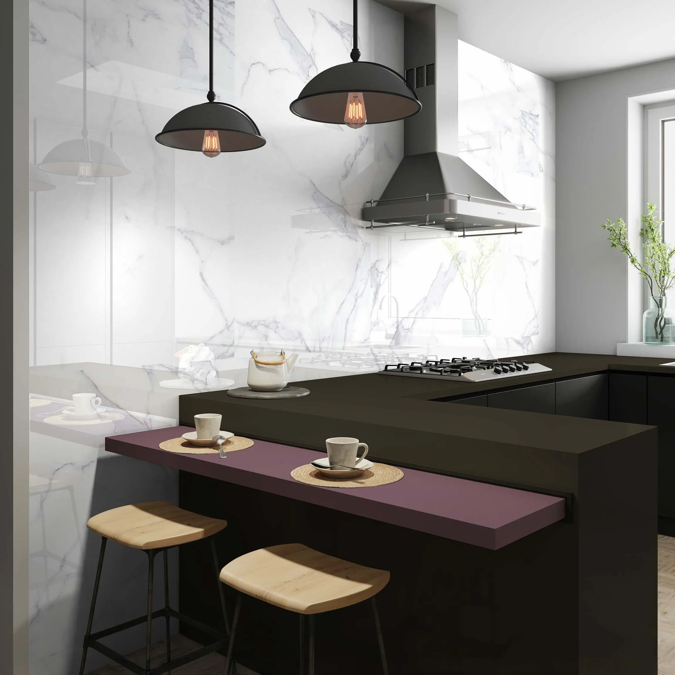 Carrara White Marble Effect Gloss Ceramic Tile 55x33cm