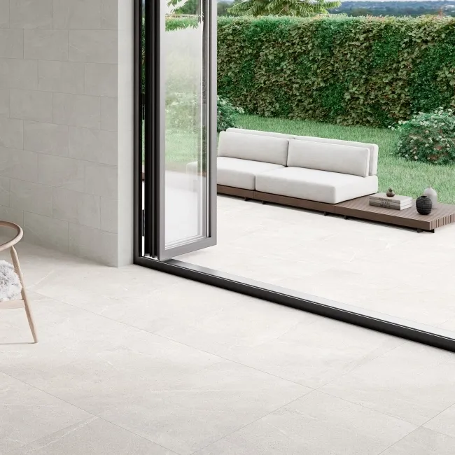 Bellevue White Stone Effect Large Anti Slip Porcelain Tile 120x59.5cm