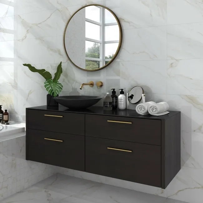 Carrara Gold Matt Marble Effect Porcelain Tile 60x30cm
