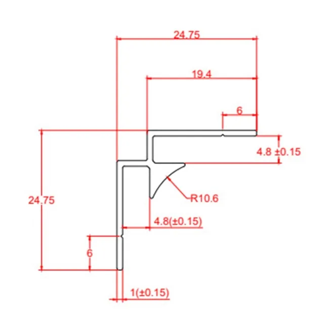 4.5mm TrueTouch Brushed Polished Gold Internal Corner Trim