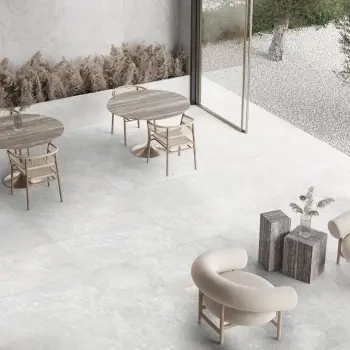 Linen White Travertine Effect Large Anti Slip Porcelain Tile 120x60cm