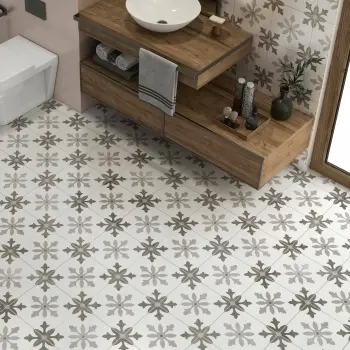 Cornwall Grey Patterned Matt Ceramic Tile 45x45cm