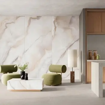 Daphne White Onyx Marble Effect Large Matt Porcelain Slab 280x120cm